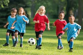 Children playing soccer